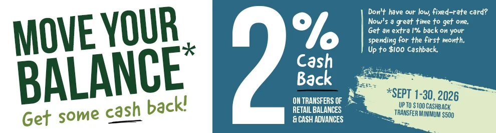 Get CashBack when you transfer your balances and cash advances of at least $500 (combined).